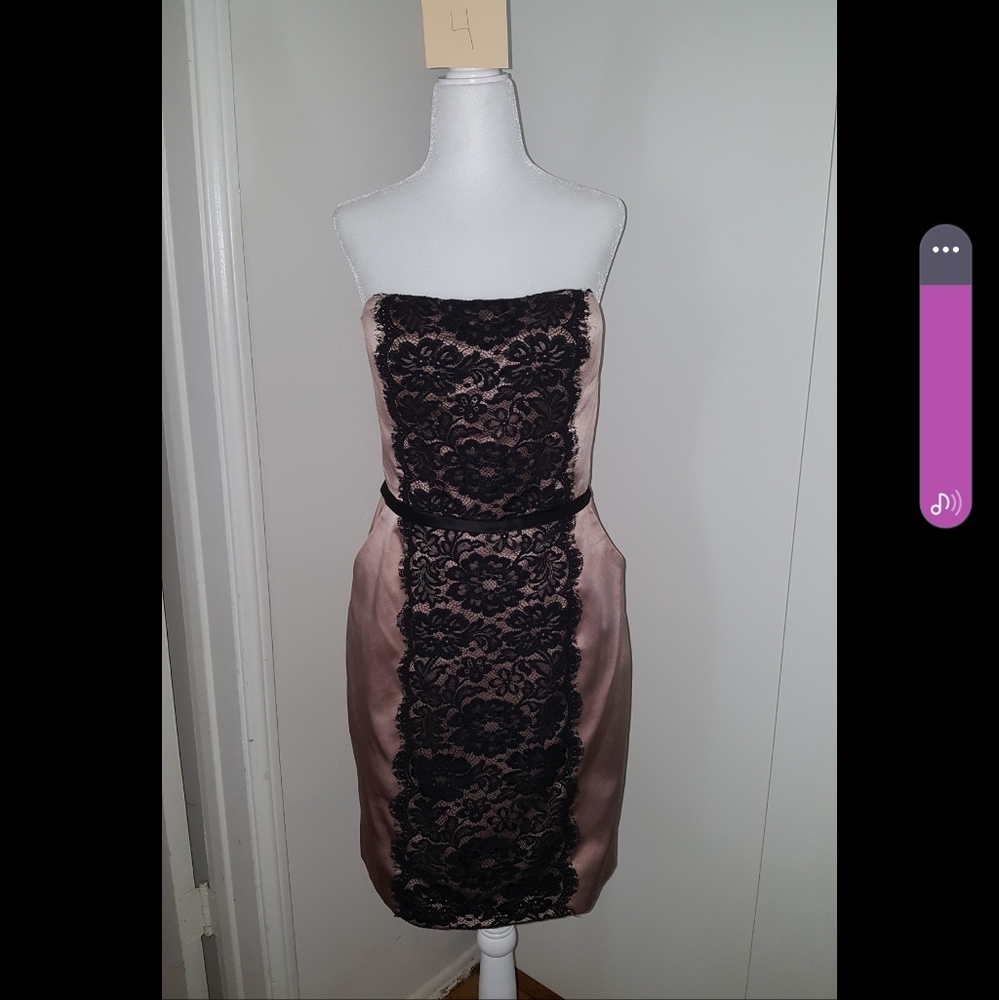 Single brand satin and lace cocktail dinner dress